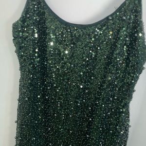 Green sequin mini dress